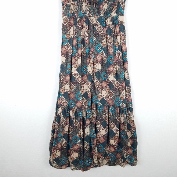 Anthropologie Ruffle Smocked Teired Button Front Cotton Midi Dress XS - Picture 11 of 15